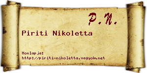 Piriti Nikoletta névjegykártya
